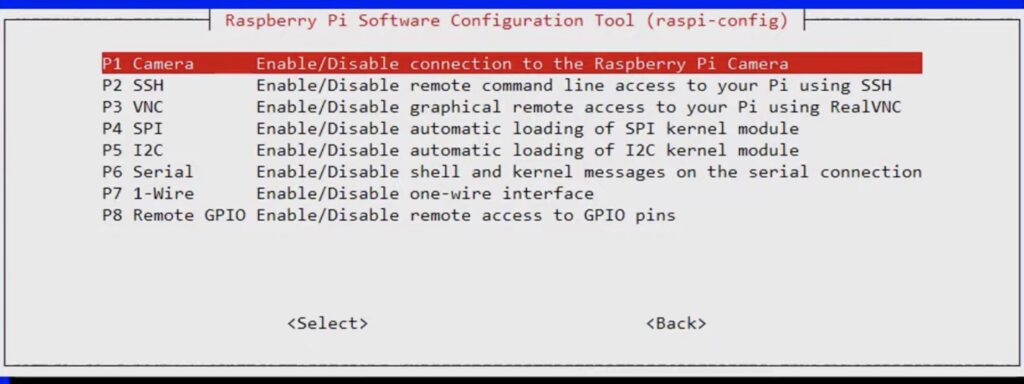 raspi-config enable camera